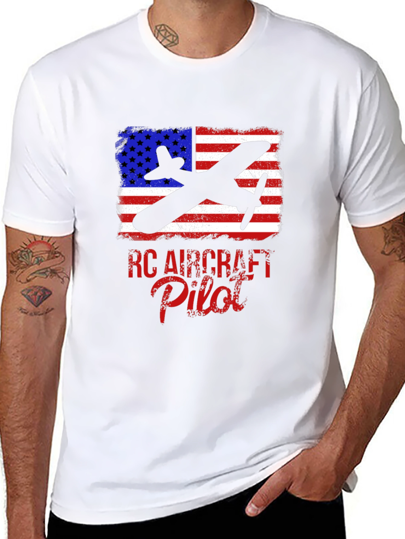 RC Aircraft Pilot T-Shirt - American Flag Airplane Tee