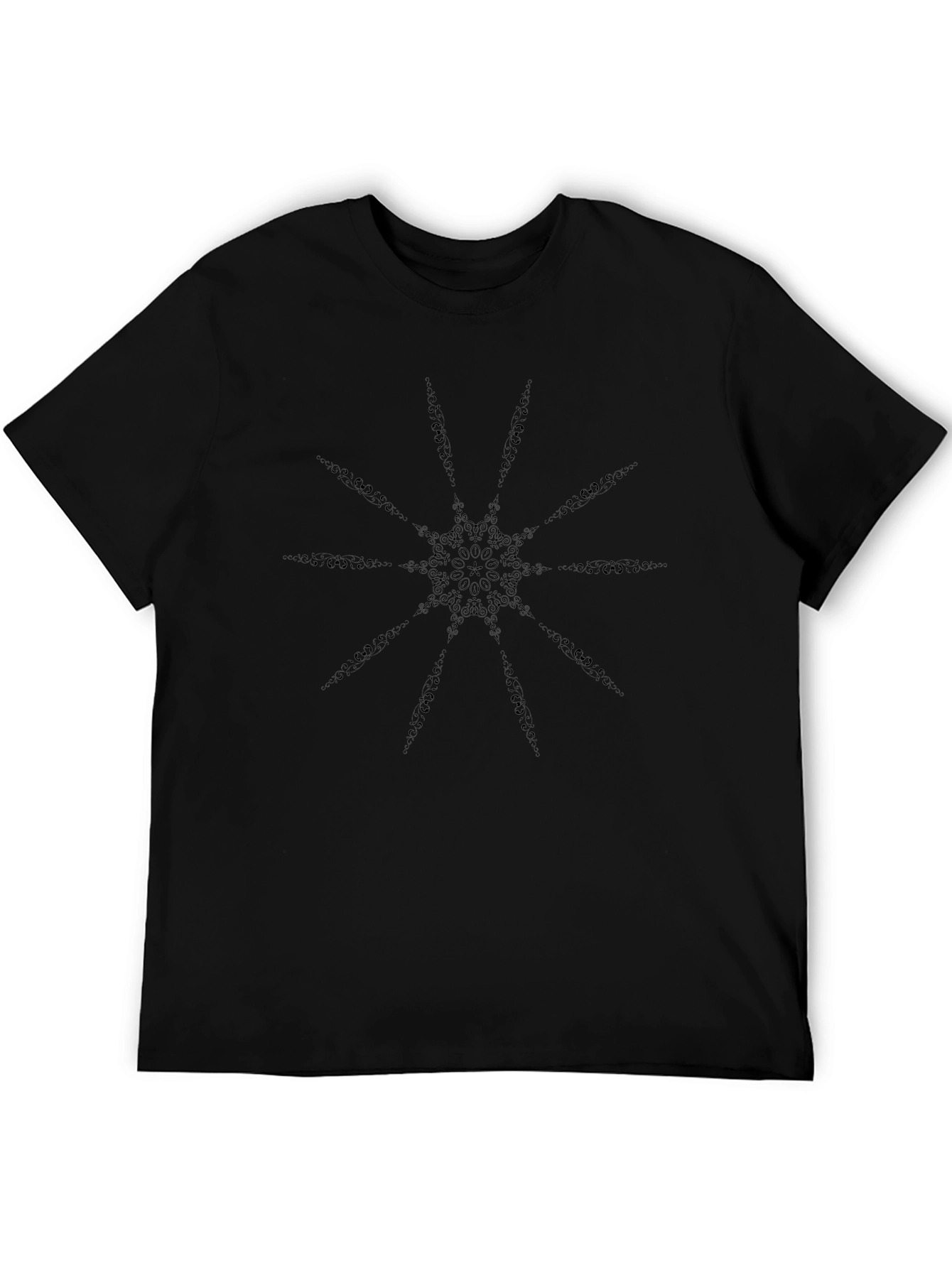 Geometric Starburst Graphic Black T-Shirt
