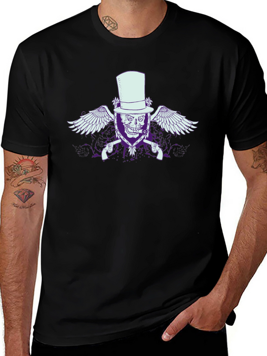 Skull & Guns Graphic T-Shirt - Top Hat Design