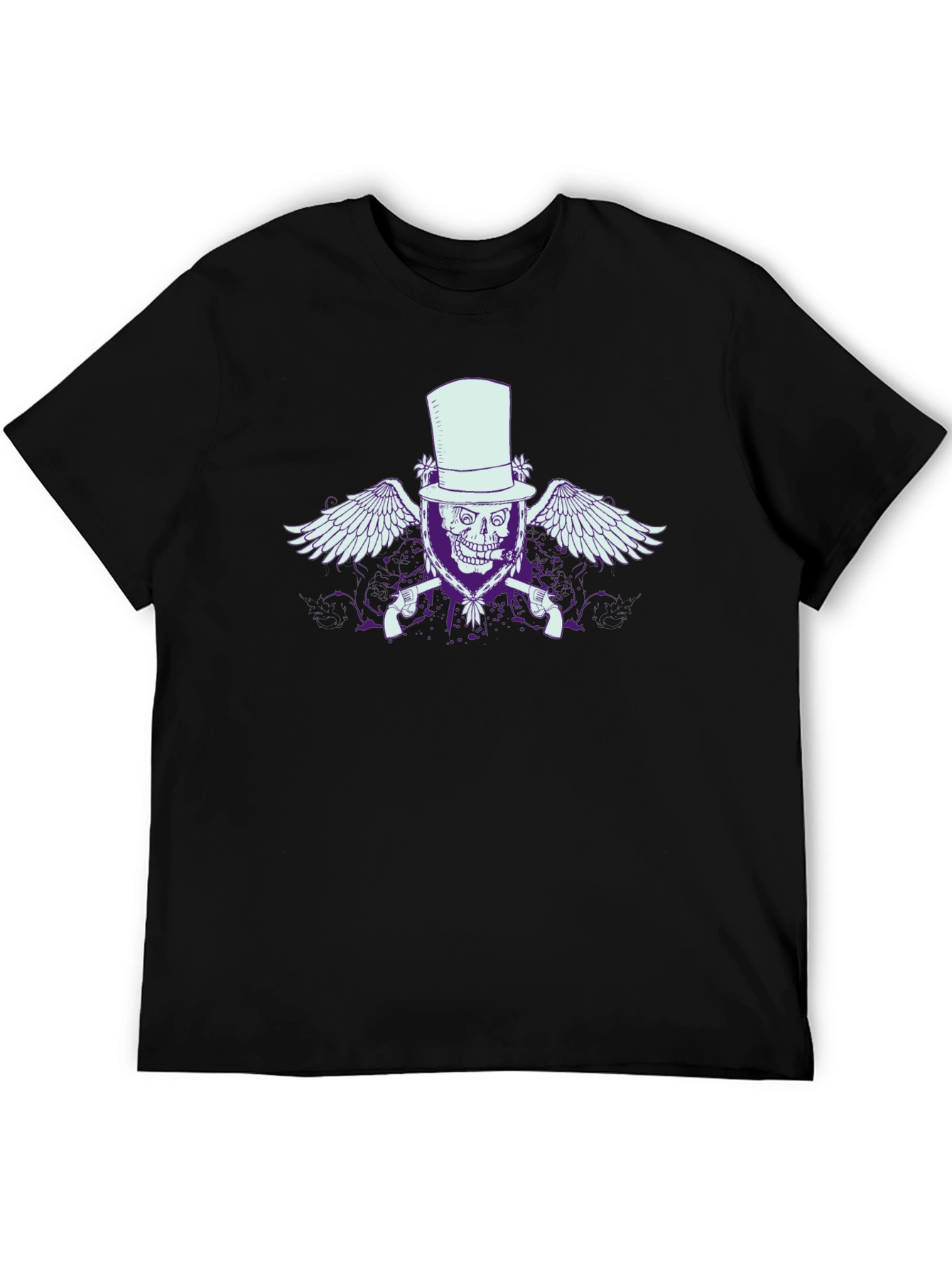 Skull & Guns Graphic T-Shirt - Top Hat Design