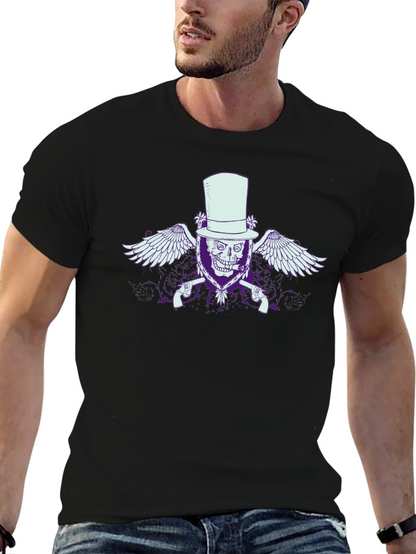 Skull & Guns Graphic T-Shirt - Top Hat Design