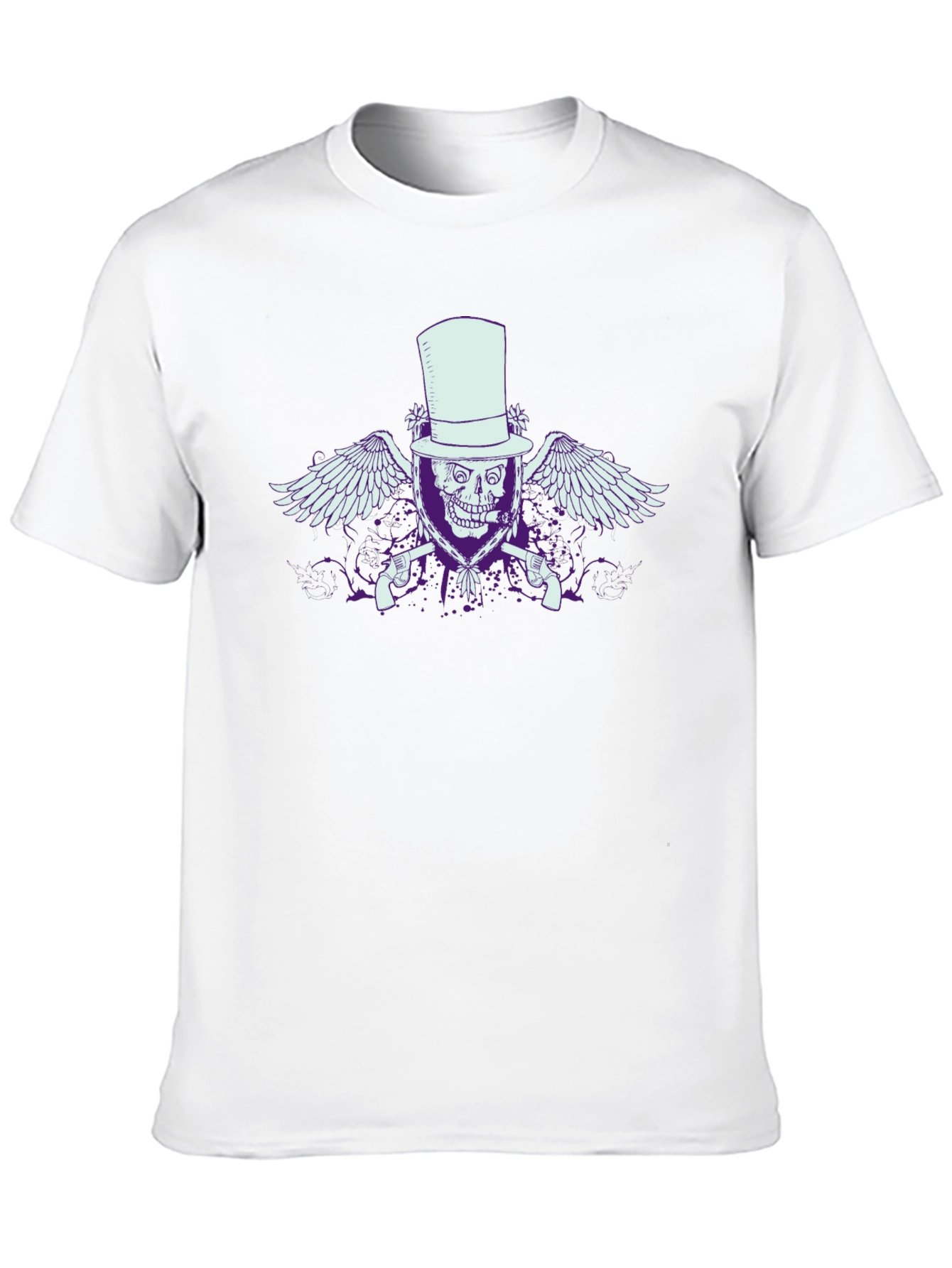 Skull & Guns Graphic T-Shirt - Top Hat Design