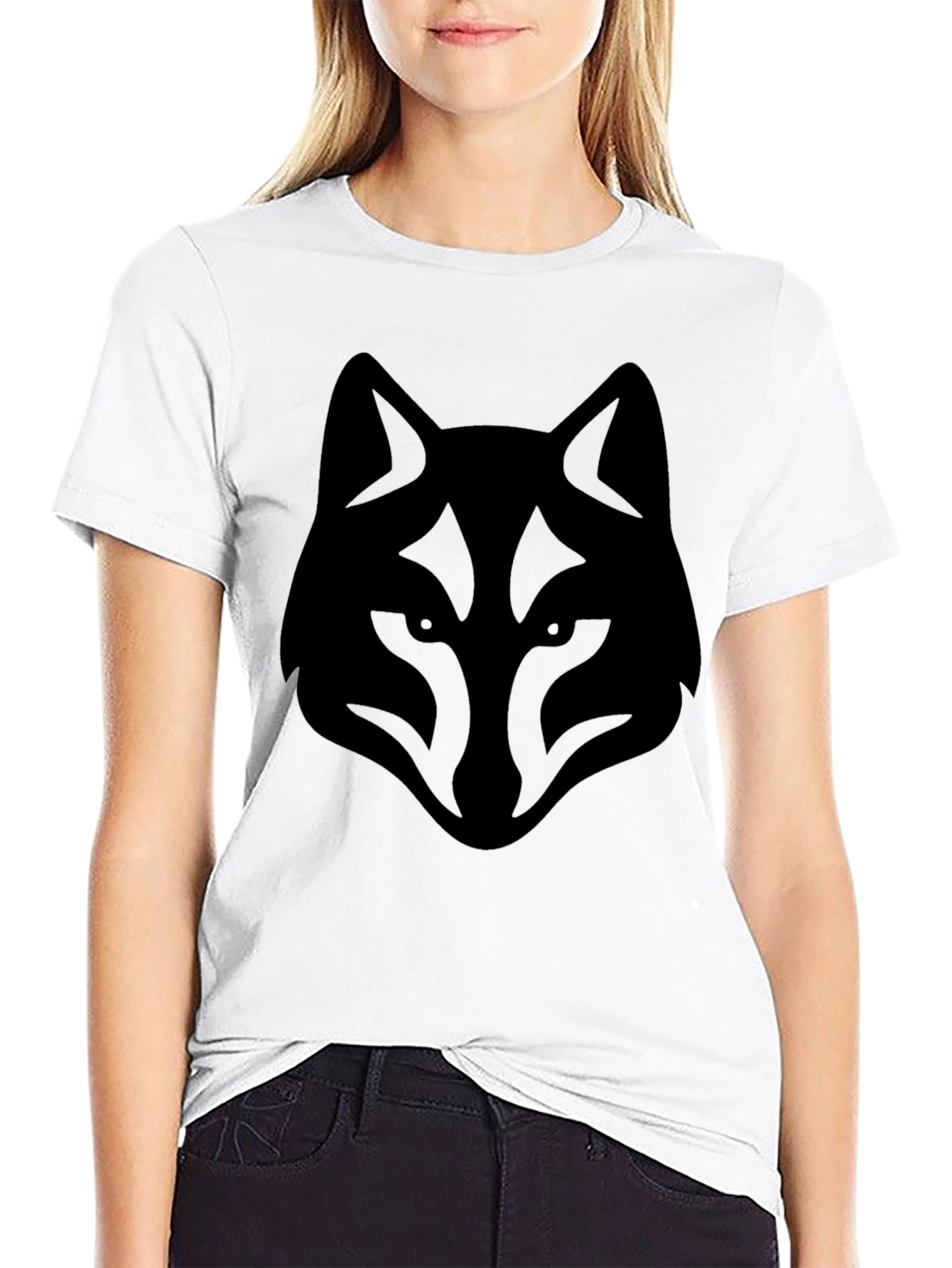 Mens Black Wolf Graphic T-Shirt