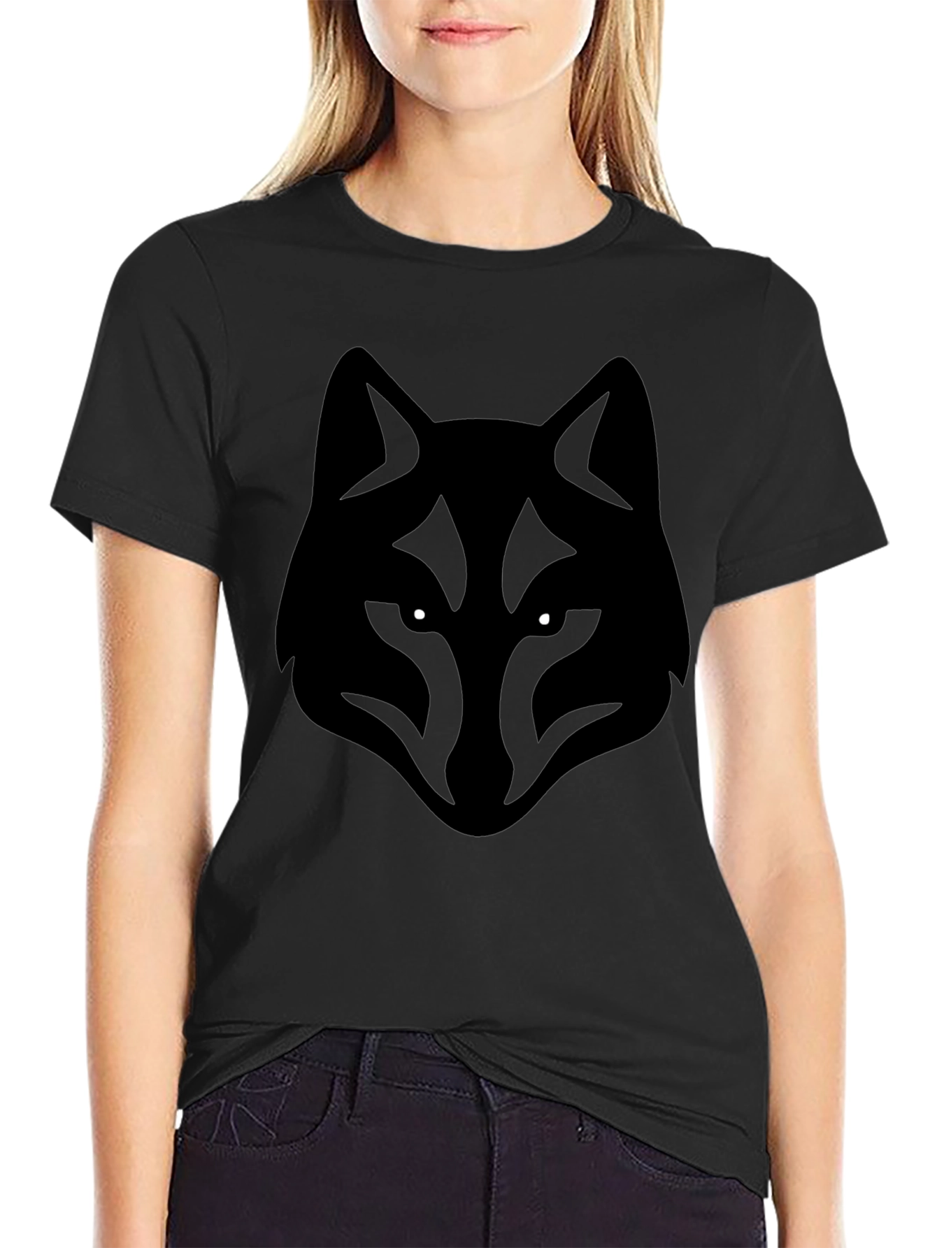 Mens Black Wolf Graphic T-Shirt
