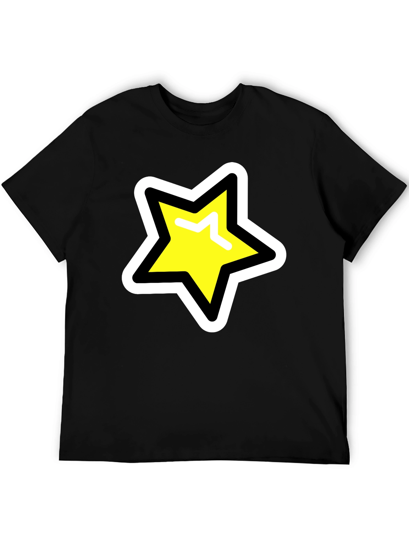 Star Graphic T-Shirt - Black Cotton Blend Casual Tee