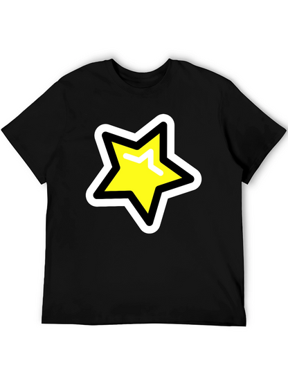 Star Graphic T-Shirt - Black Cotton Blend Casual Tee