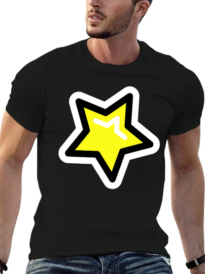 Star Graphic T-Shirt - Black Cotton Blend Casual Tee
