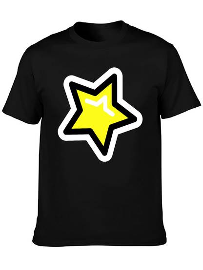 Star Graphic T-Shirt - Black Cotton Blend Casual Tee