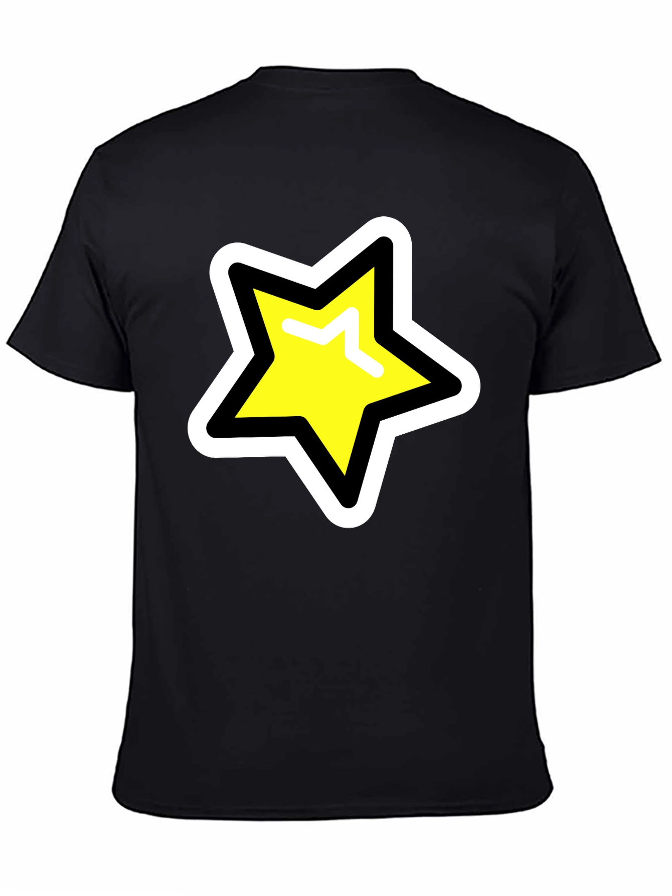 Star Graphic T-Shirt - Black Cotton Blend Casual Tee