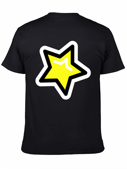 Star Graphic T-Shirt - Black Cotton Blend Casual Tee