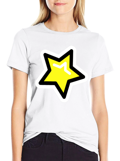 Star Graphic T-Shirt - Black Cotton Blend Casual Tee
