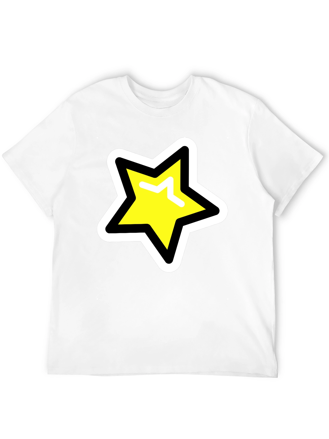 Star Graphic T-Shirt - Black Cotton Blend Casual Tee