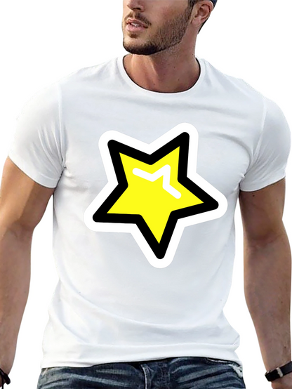 Star Graphic T-Shirt - Black Cotton Blend Casual Tee