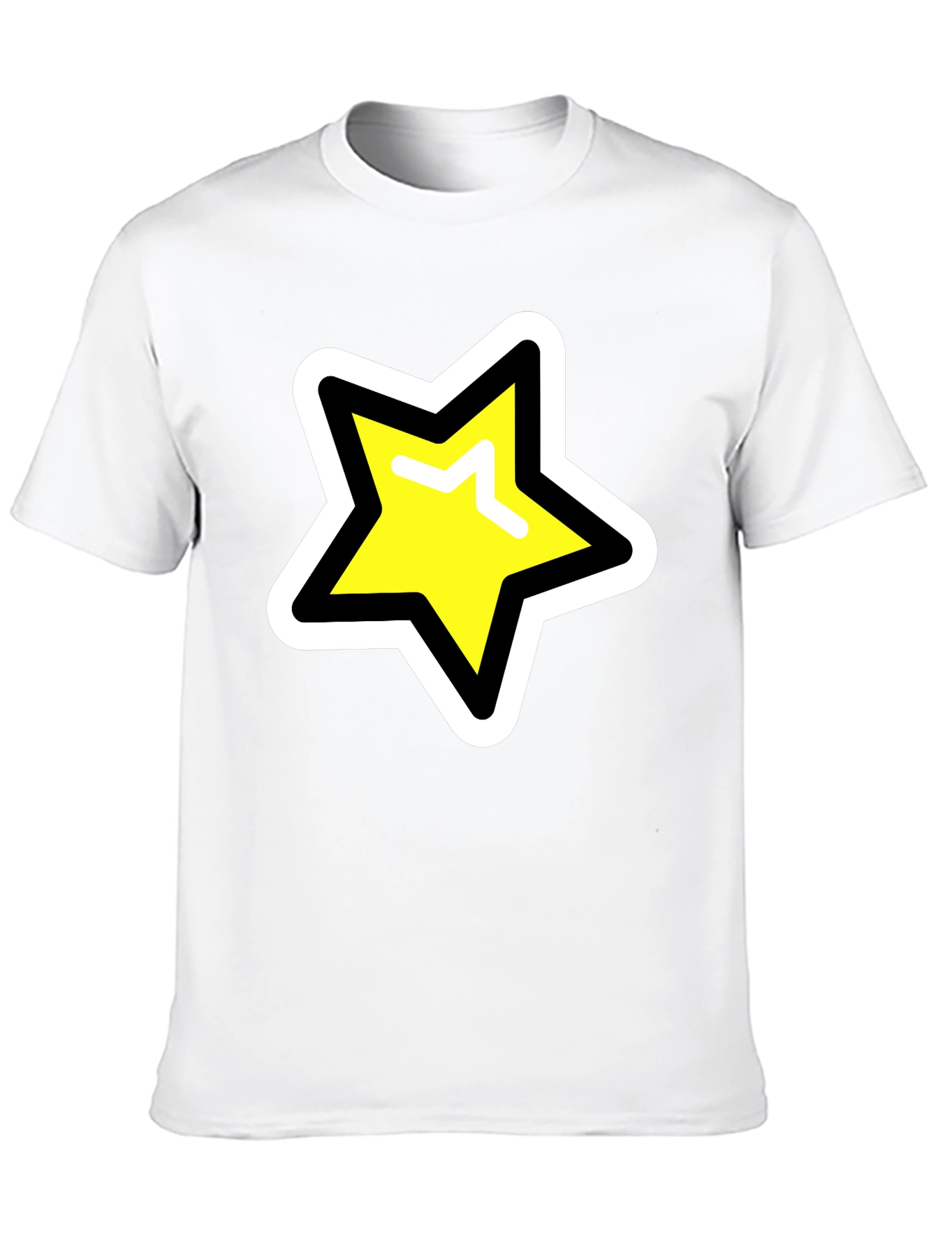 Star Graphic T-Shirt - Black Cotton Blend Casual Tee