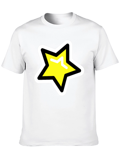 Star Graphic T-Shirt - Black Cotton Blend Casual Tee