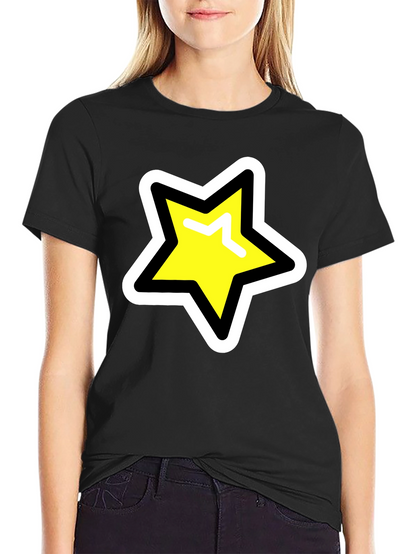 Star Graphic T-Shirt - Black Cotton Blend Casual Tee