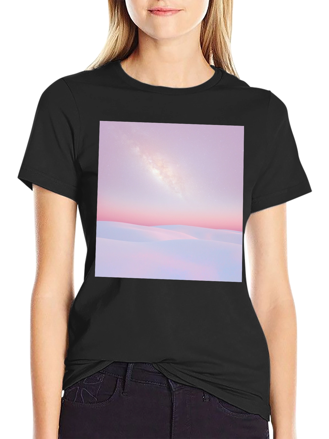 Milky Way Desert Graphic Tee - Black Cotton T-Shirt