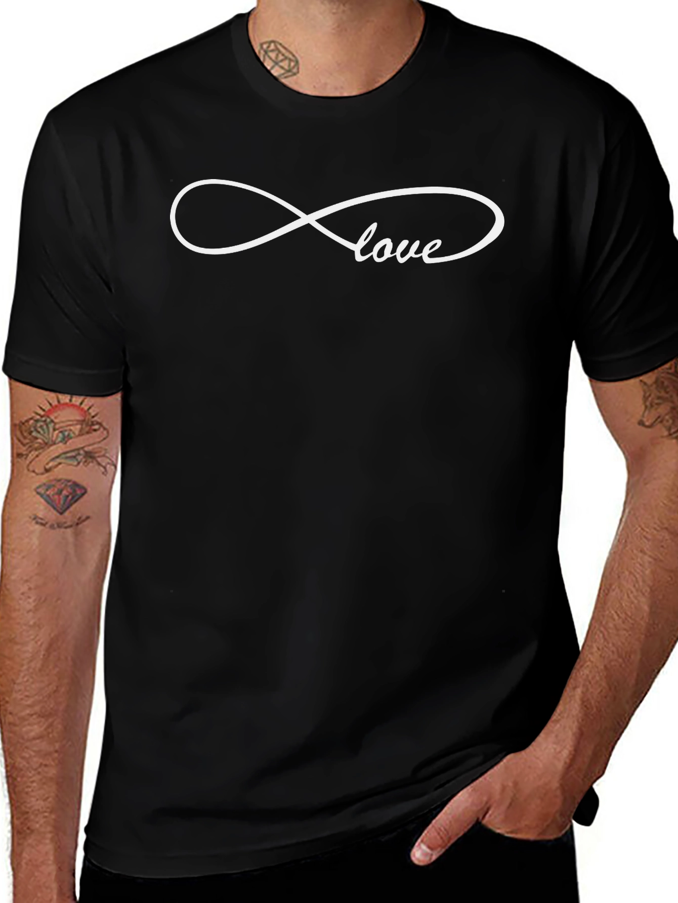 Infinity Love Graphic Tee - Soft Black Cotton Shirt