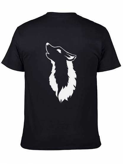 Black Wolf Graphic Tee - Mens Crew Neck T-Shirt