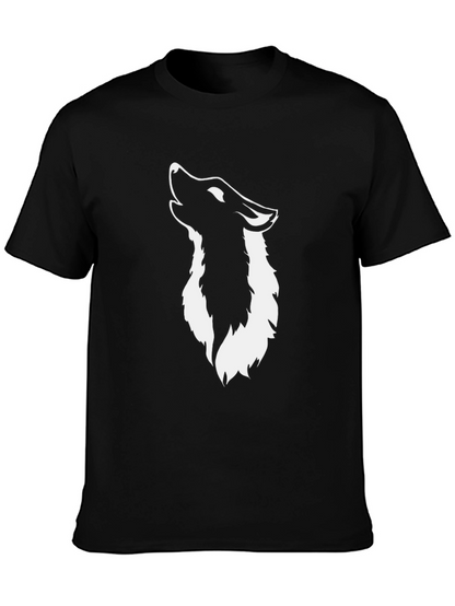 Black Wolf Graphic Tee - Mens Crew Neck T-Shirt