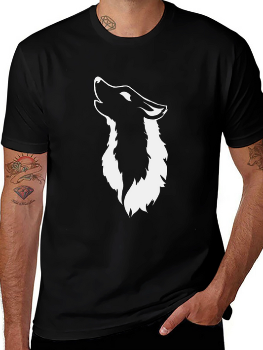 Black Wolf Graphic Tee - Mens Crew Neck T-Shirt