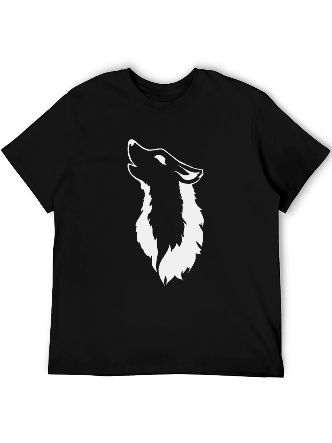 Black Wolf Graphic Tee - Mens Crew Neck T-Shirt