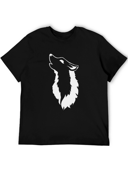 Black Wolf Graphic Tee - Mens Crew Neck T-Shirt