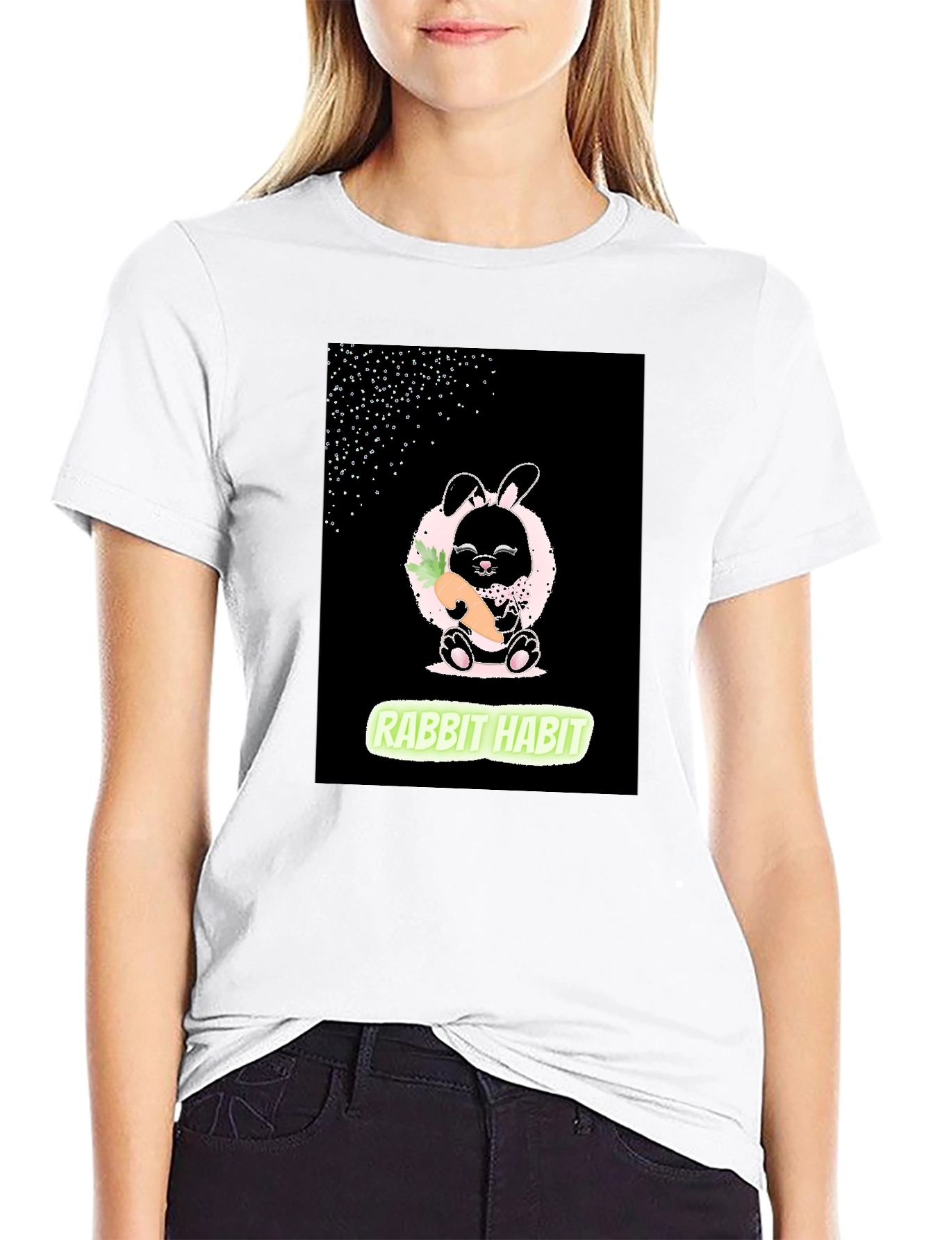 Rabbit Habit Graphic Tee - Black Cotton Blend