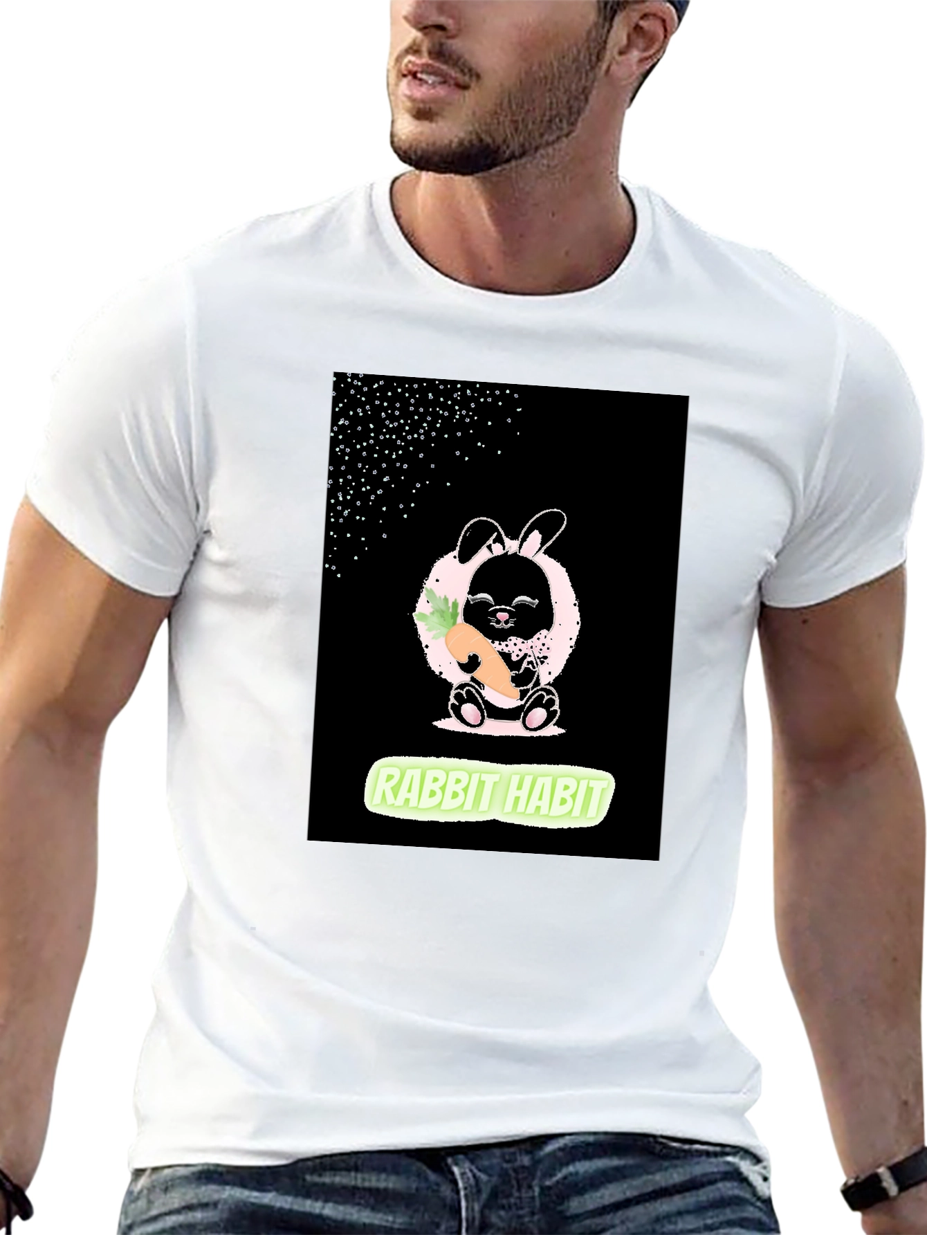 Rabbit Habit Graphic Tee - Black Cotton Blend