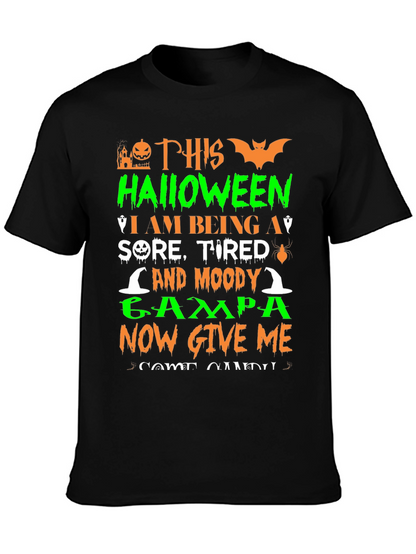 Halloween Sore Tired Moody Grampa Black T-Shirt