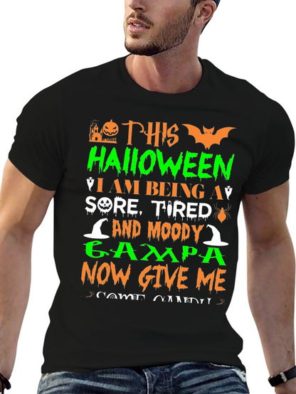 Halloween Sore Tired Moody Grampa Black T-Shirt