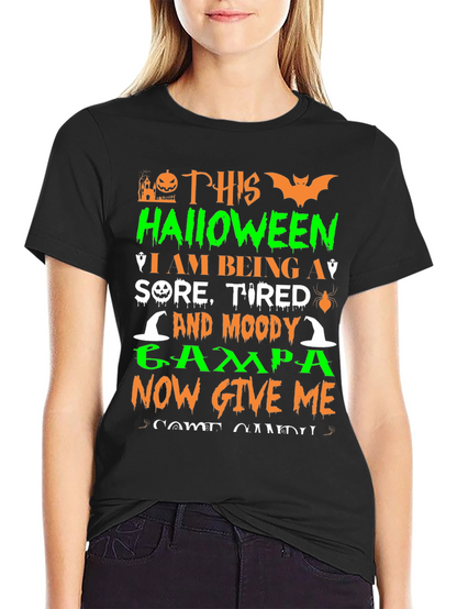 Halloween Sore Tired Moody Grampa Black T-Shirt