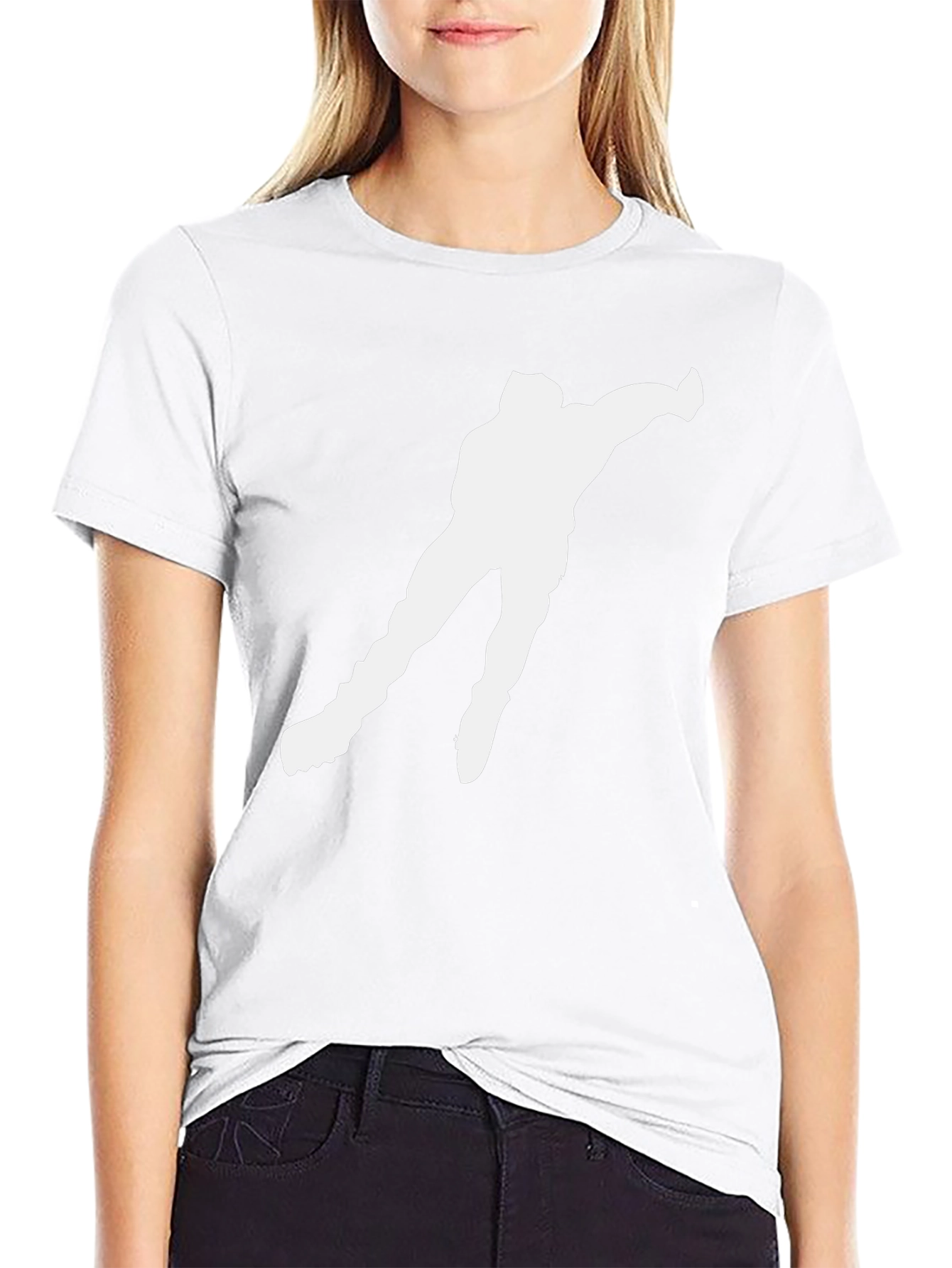 Ice Skater Silhouette Graphic T-Shirt - Black