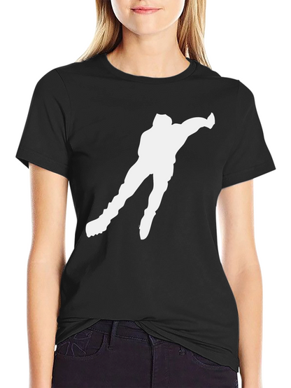 Ice Skater Silhouette Graphic T-Shirt - Black