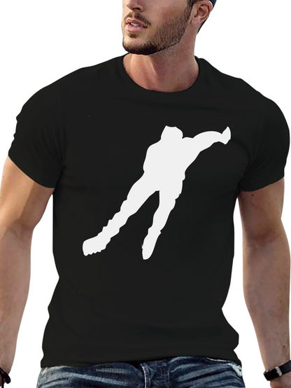 Ice Skater Silhouette Graphic T-Shirt - Black