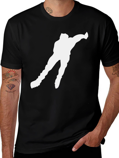 Ice Skater Silhouette Graphic T-Shirt - Black