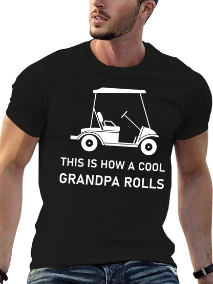 Cool Grandpa Golf Cart T-Shirt - Black Cotton Tee