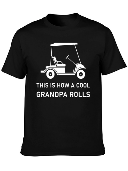 Cool Grandpa Golf Cart T-Shirt - Black Cotton Tee
