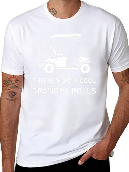 Cool Grandpa Golf Cart T-Shirt - Black Cotton Tee