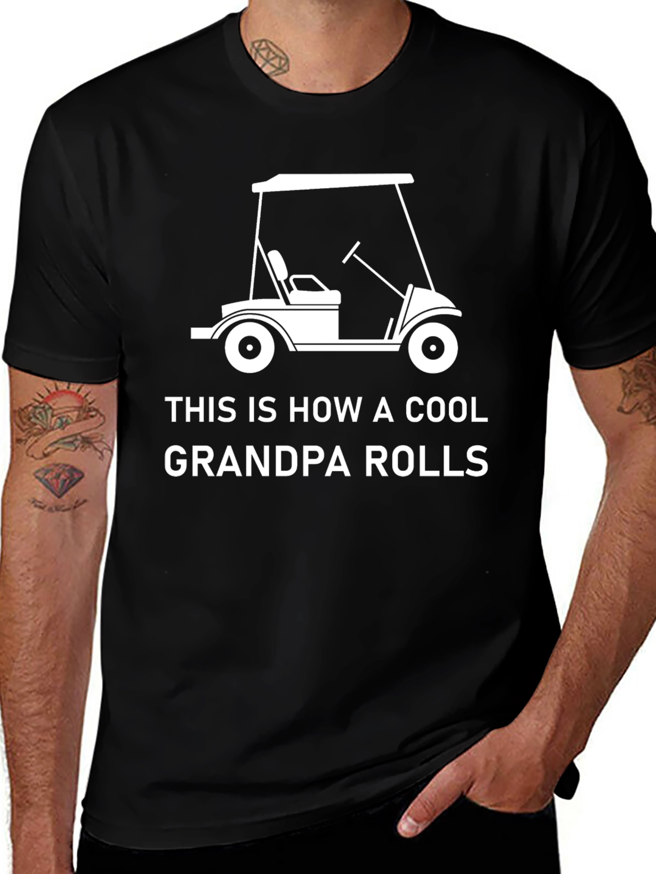 Cool Grandpa Golf Cart T-Shirt - Black Cotton Tee