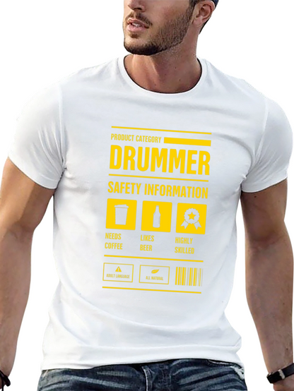 Drummer Safety Information Black T-Shirt