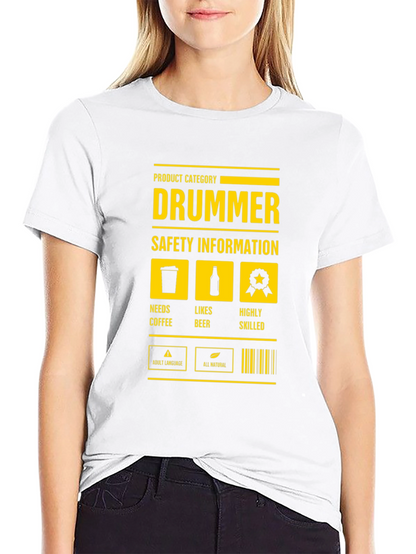 Drummer Safety Information Black T-Shirt