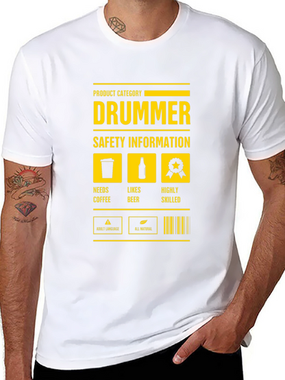 Drummer Safety Information Black T-Shirt