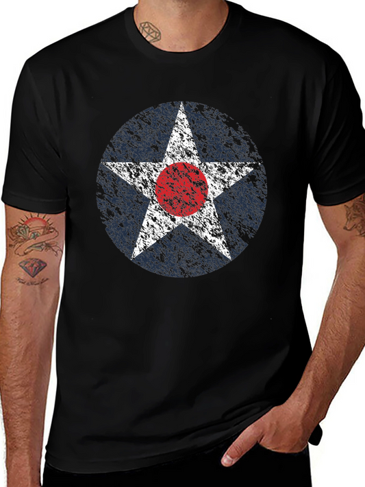 Vintage Aviation Star T-Shirt - Black