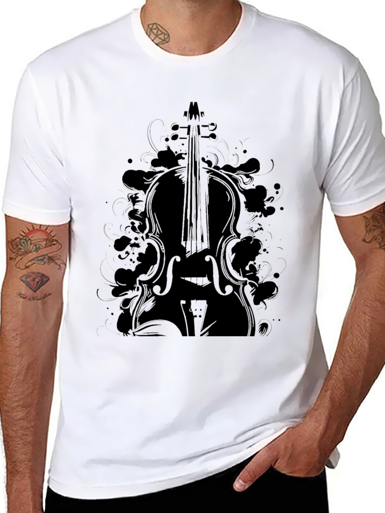 Cello Graphic Black T-Shirt for Music Lovers