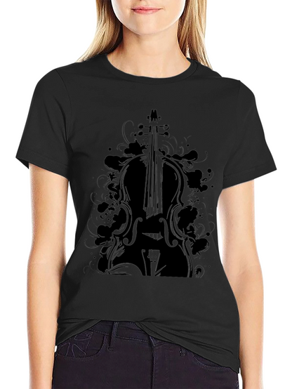 Cello Graphic Black T-Shirt for Music Lovers