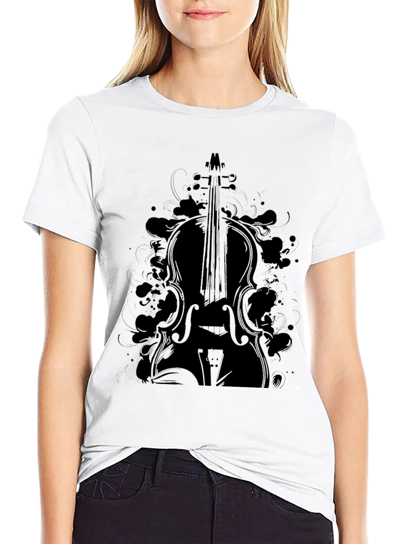 Cello Graphic Black T-Shirt for Music Lovers