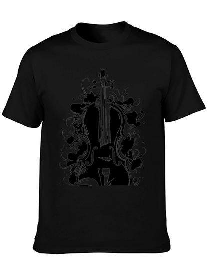 Cello Graphic Black T-Shirt for Music Lovers