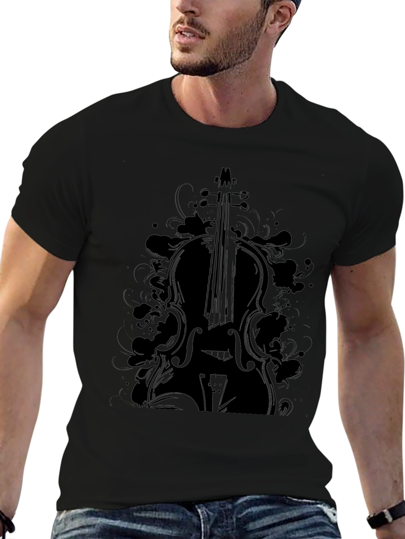 Cello Graphic Black T-Shirt for Music Lovers