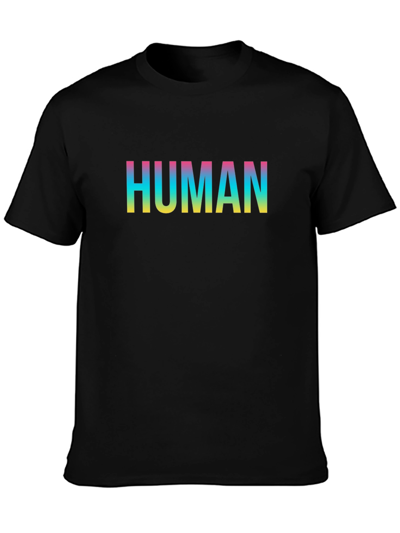 Human Rainbow Text Black T-Shirt